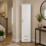 Modern Wooden One Door Wardrobe with Two Drawers - Image 2