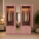 5 Door Wardrobe with Mirror - Premium Bedroom Wardrobe with 4 Drawers - Image 3