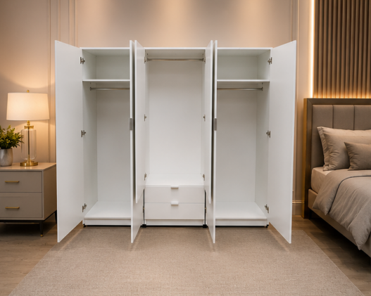 9 Royal Classic 6 Door Wardrobe with 2 Mirrors with 2 Drawers - Elegant Bedroom Storage Solution - Image 1
