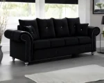 Black Three Seater Sofa - Elegant 3 Seater Sofa - Image 2