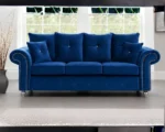 Blue Fabric 3 Seater Ashwin Sofa