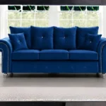Blue Fabric 3 Seater Ashwin Sofa