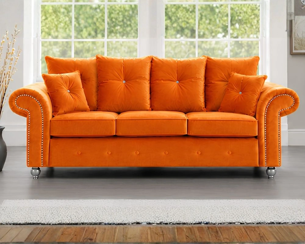 Ashwin Home Comfort Collection Stylish 3 Seater Sofa - Orange Fabric sofa - Ashwin Sofa - Image 1