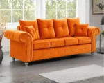 Stylish 3 Seater Sofa - Orange Fabric sofa - Ashwin Sofa - Image 2