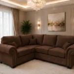 Brown Sofa - Ashwin Corner 4 Seater Sofa - L Shape Sofa
