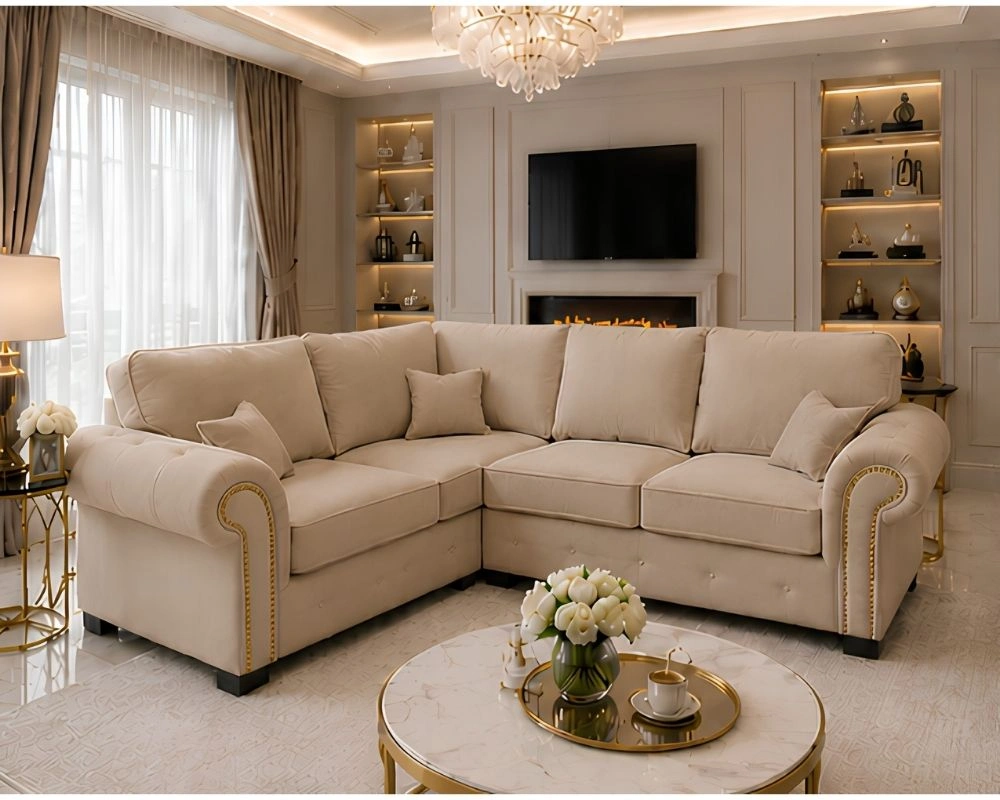 Ashwin Plush Living Room Couch Comfortable 4 Seater Sofa - Stylish Ashwin Sofa - Spacious 4 Seater Sofa - Image 1