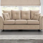Ashwin Beige Three Seater Sofa - Modern 3 Seater Sofa
