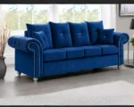 Blue Fabric 3 Seater Ashwin Sofa - Image 2
