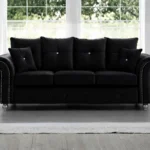Black Three Seater Sofa - Elegant 3 Seater Sofa