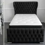 Black Oxford Single Bed – Luxury 3ft Upholstered Bed Frame