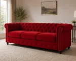 Chesterfield Modern 3 Seater Red Sofa - Image 2