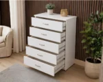 Chest of 5 Drawers - Spacious Bedroom Chest of Drawers - Stylish Wooden Storage Cabinet - Image 3