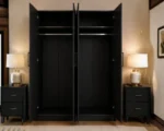 Black 4 Door Wardrobe with 2 Full-Length Mirrors – Modern Bedroom Storage Cabinet - Image 5