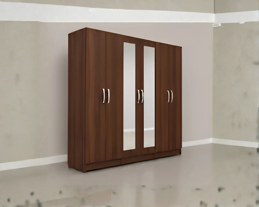 Contemporary 6 Door Wardrobe – Modern Bedroom Furniture UK (2) Royal Classic 6 Door Wardrobe with 2 Mirrors with 2 Drawers - Elegant Bedroom Storage Solution - Image 1