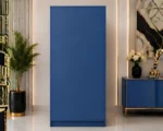 Modern Blue 2 Door Mirrored Wardrobe with 3 Drawers - Bedroom Storage Cabinet - Image 3