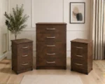 Chest of 5 Drawers - 2 Bedside Tables - Modern Compact Bedroom Set - Image 4