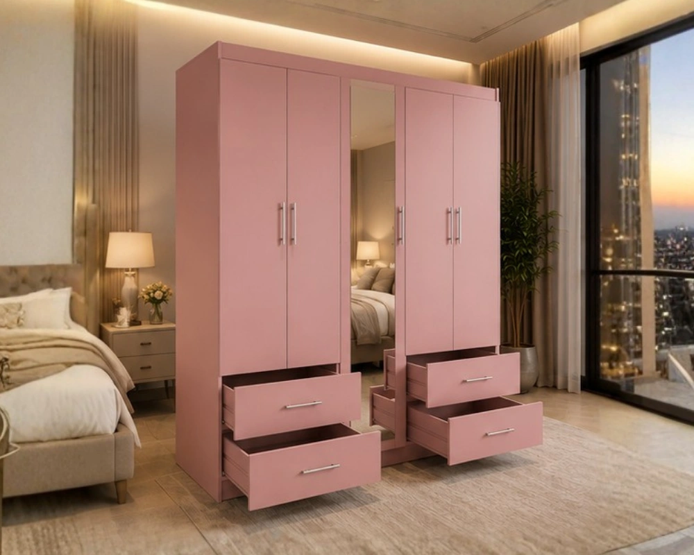 Contemporary Multi Storage Wardrobe Cabinet Premium Modern 5 Door Wardrobe | Mirror & 4 Drawers for Stylish Storage - Image 1
