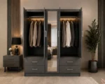 5 Door Wardrobe with 4 Drawers | Elegant Modern Bedroom Furniture - Image 4