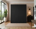 Matte Black 4 Door Wardrobe with 4 Drawers – Modern Bedroom Storage Cabinet Wardrobe - Image 3