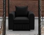 Lilly 1 Seater Black Sofa - Lilly Single Seater Sofa – Luxury Fabric Sofa - Image 5