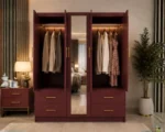 5 Door Mirrored Wardrobe with 4 Drawers | Modern Bedroom Clothes Storage - Image 3