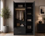Elegant Storage Wardrobe with 1 Mirror Door - Modern Closet Cabinet with Drawers & Mirror - Image 5
