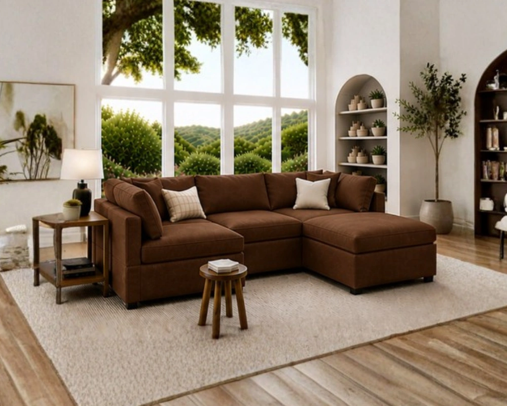 Luxury Brown Fabric Corner Sofa for Contemporary Living Rooms Ultimate Large Family Sofa - U Shape Sofa - Image 1