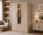 Premium White 3 Door Mirror Wardrobe - Large Clothes Storage Cabinet