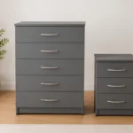 Chest of 5 Drawers With 1 Side Table - Premium Storage Side Cabinet - Premium Wooden Drawers