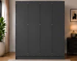 Graphite Grey 4 Door Wardrobe with 4 Drawers – Modern Bedroom Storage Wardrobe - Image 4