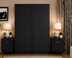 Black 4 Door Wardrobe with 2 Full-Length Mirrors – Modern Bedroom Storage Cabinet - Image 4