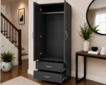 Double Door Wardrobe with Two Storage Drawers - Image 2