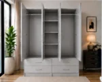 Modern Bedroom Wardrobe with 4 Drawers - Wardrobe with Drawers for Bedroom - Image 3