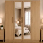 Contemporary 4 Door Wardrobe with Mirror Design - Large Storage 4 Door Wardrobe