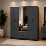 Modern Royal Wardrobe with Mirror Doors - Modern Classic 6 Door Wardrobe with Mirror Storage