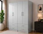 Modern Bedroom Wardrobe with 4 Drawers - Wardrobe with Drawers for Bedroom - Image 3