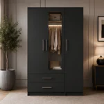 Elegant Storage Wardrobe with 1 Mirror Door - Modern Closet Cabinet with Drawers & Mirror