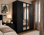 Black 4 Door Wardrobe with 2 Full-Length Mirrors – Modern Bedroom Storage Cabinet - Image 2