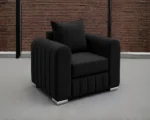 Lilly 1 Seater Black Sofa - Lilly Single Seater Sofa – Luxury Fabric Sofa - Image 2