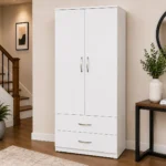 2 Door Wardrobe with Two Drawers - Premium White 2 Door Wardrobe with 2 Drawers