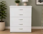 Chest of 5 Drawers - Spacious Bedroom Chest of Drawers - Stylish Wooden Storage Cabinet