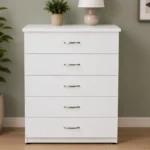 Chest of 5 Drawers - Spacious Bedroom Chest of Drawers - Stylish Wooden Storage Cabinet