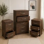 Chest of 5 Drawers - 2 Bedside Tables - Modern Compact Bedroom Set