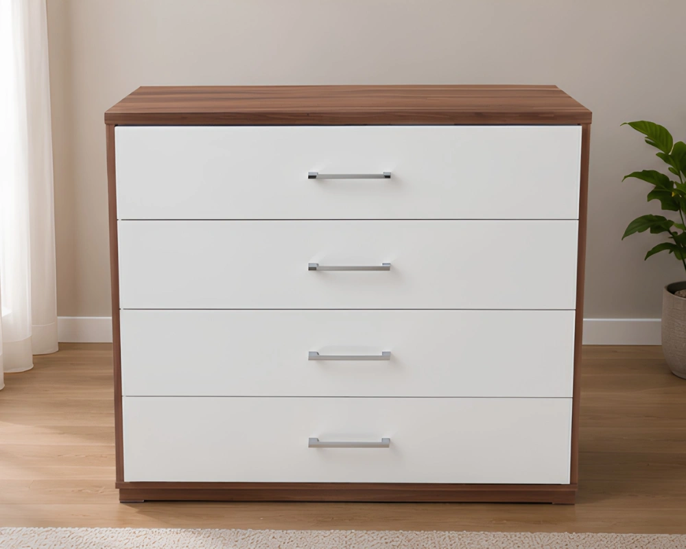Space Efficient Drawer Chest Luxury Spacious Wooden Drawer Cabinet - Chest of Four Drawers - Image 1