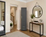 Modern Wooden One Door Wardrobe with Two Drawers - Image 4