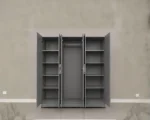 Luxury 6 Door Grey Mirrored Wardrobe  –  High Gloss Bedroom Storage Cabinet - Image 5