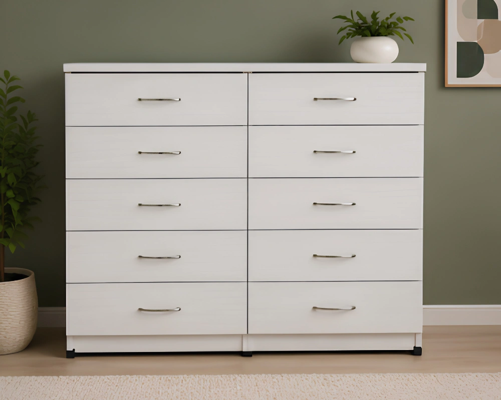Stylish Bedroom Drawers Chest of 5+5 Drawers - Stylish Drawer Storage - Modern Large Storage - Image 1