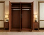 Rustic Walnut 4 Door Wardrobe – Modern Wooden Bedroom Storage Cabinet - Image 5