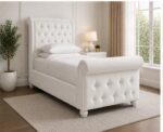 Sleigh Single Bed with Headboard & Footboard - Image 2
