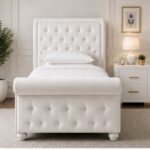 Sleigh Single Bed with Headboard & Footboard